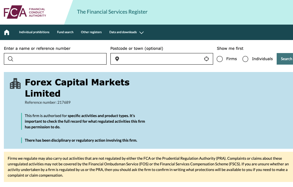 رگولاسیون و لایسنس FXCM